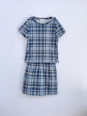 GIRLS BLUE PLAID MINI SKIRT