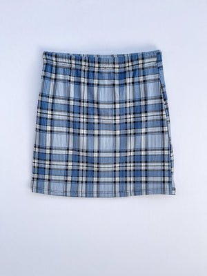 GIRLS BLUE PLAID MINI SKIRT