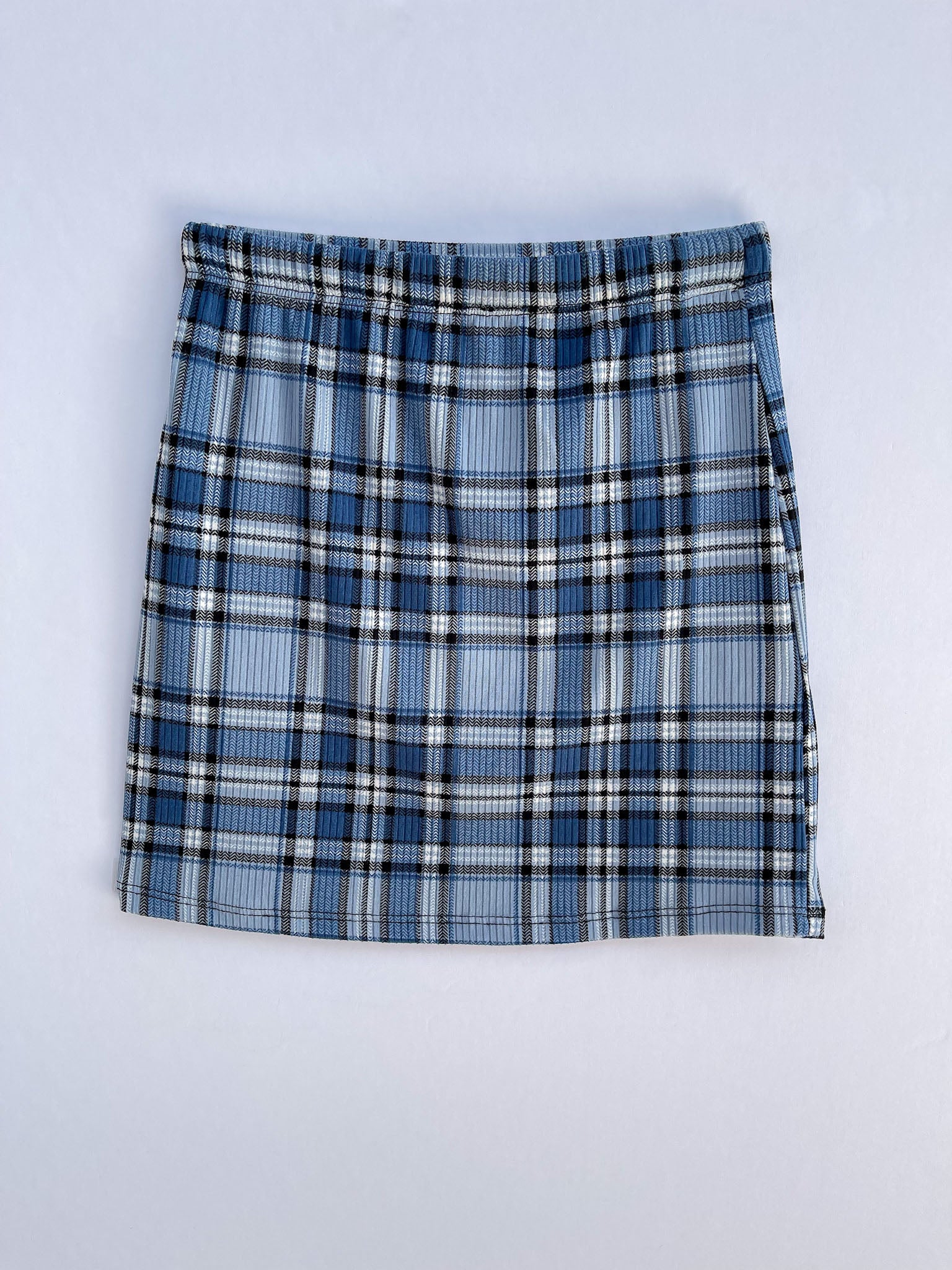 GIRLS BLUE PLAID MINI SKIRT