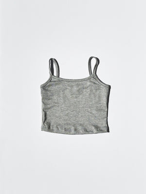 GIRLS HEATHER GREY SPAGHETTI TANK TOP