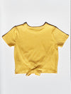GIRLS YELLOW STRIPED SHORT SLEEVE FRONT TIE TOP
