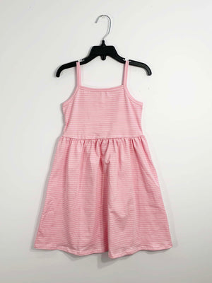 PINK AND IVORY STRIPE SLEEVELESS BABYDOLL DRESS