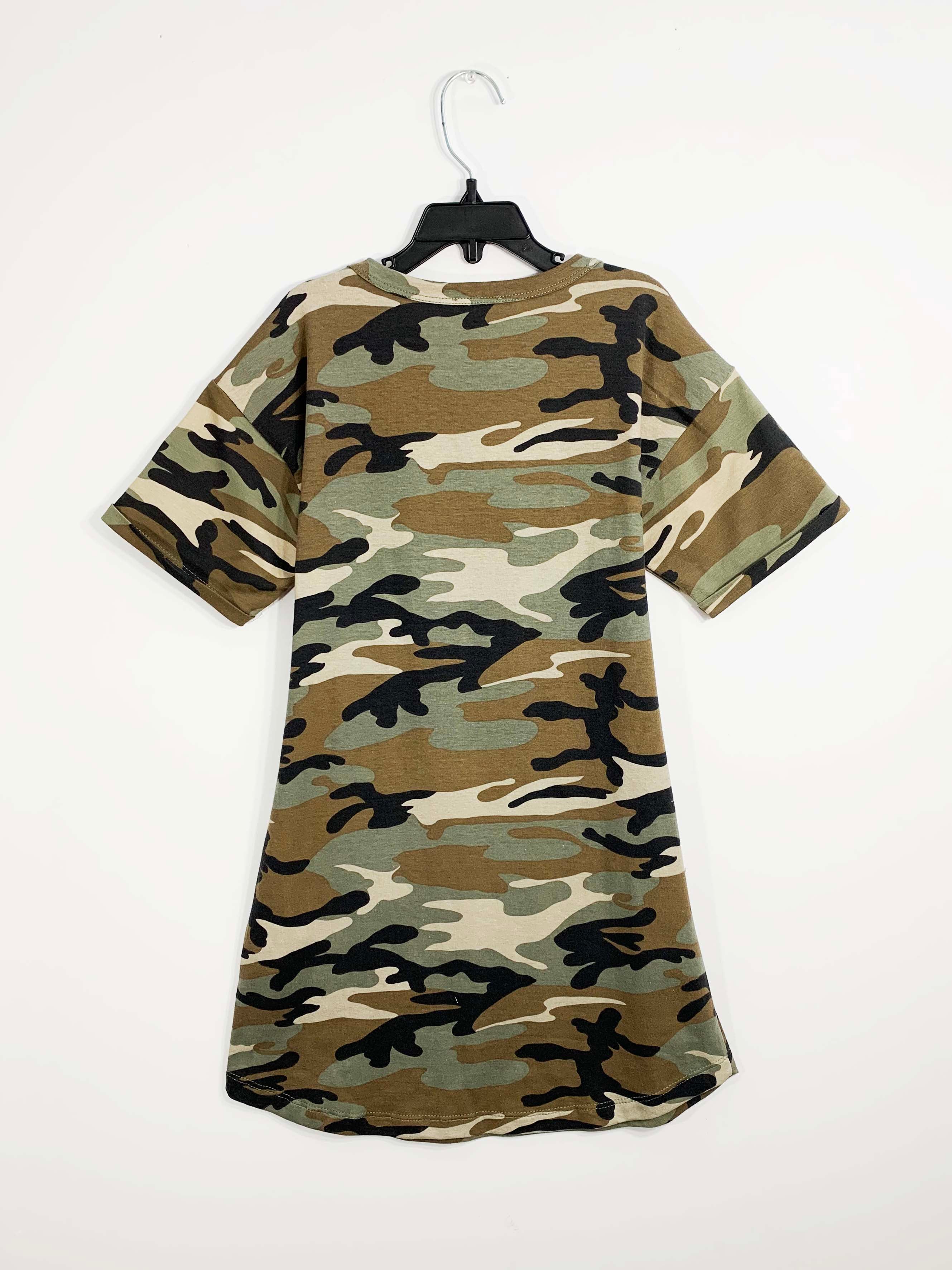 Army print shirt dress top