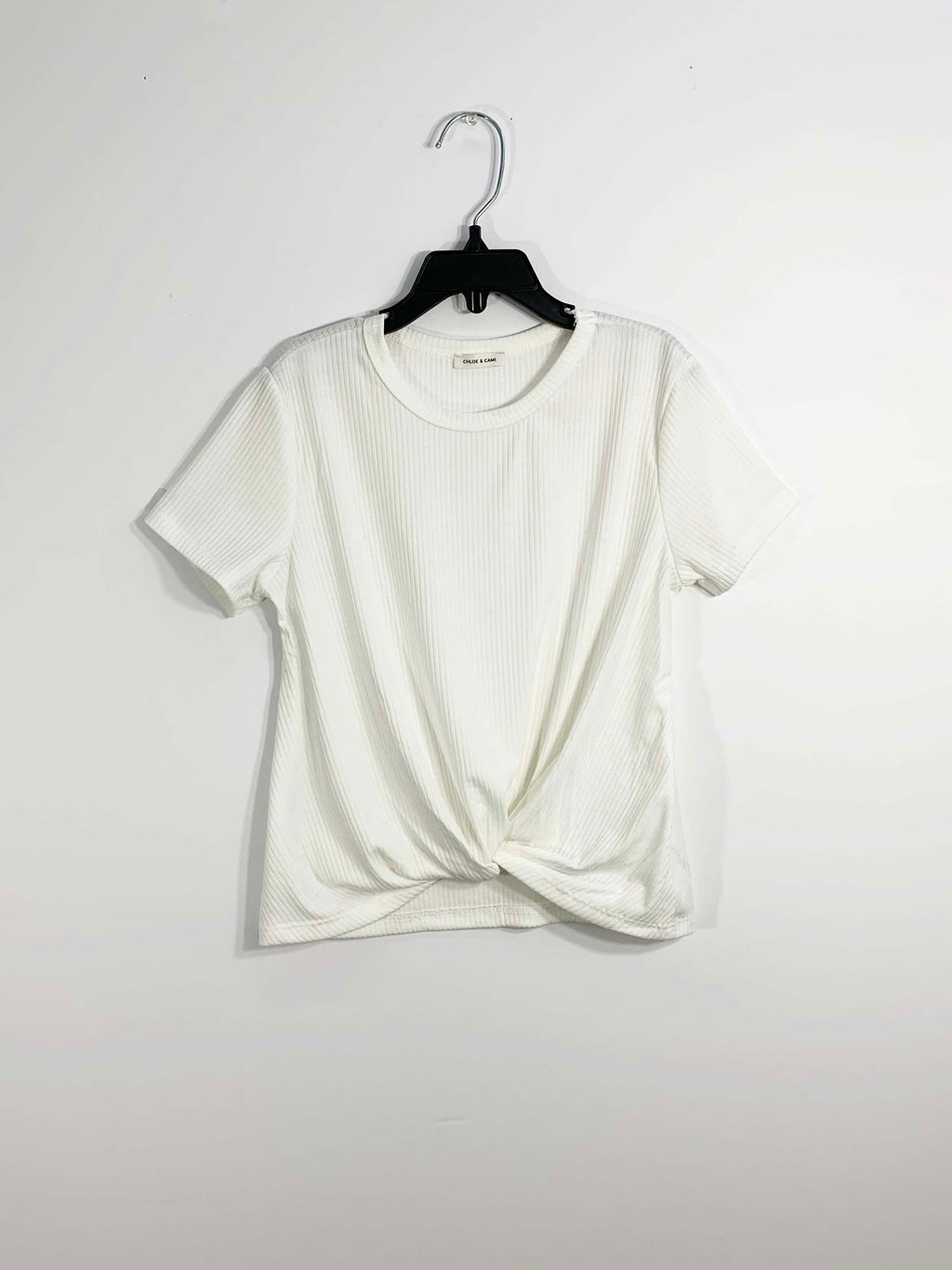 SHORT SLEEVE WHITE KNOTTED TOP