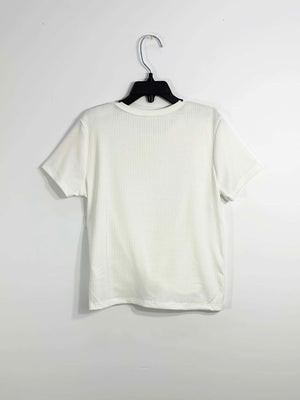 SHORT SLEEVE WHITE KNOTTED TOP