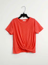 SHORT SLEEVE CORAL KNOTTED TOP