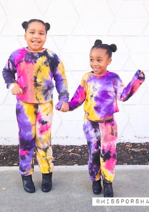Purple/Yellow Tie Dye Sweater co-order Set